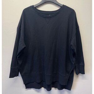 Terra & Sky Womens 3X Sweatshirt Pullover Terry Cloth Black 24W-26W Split Sides